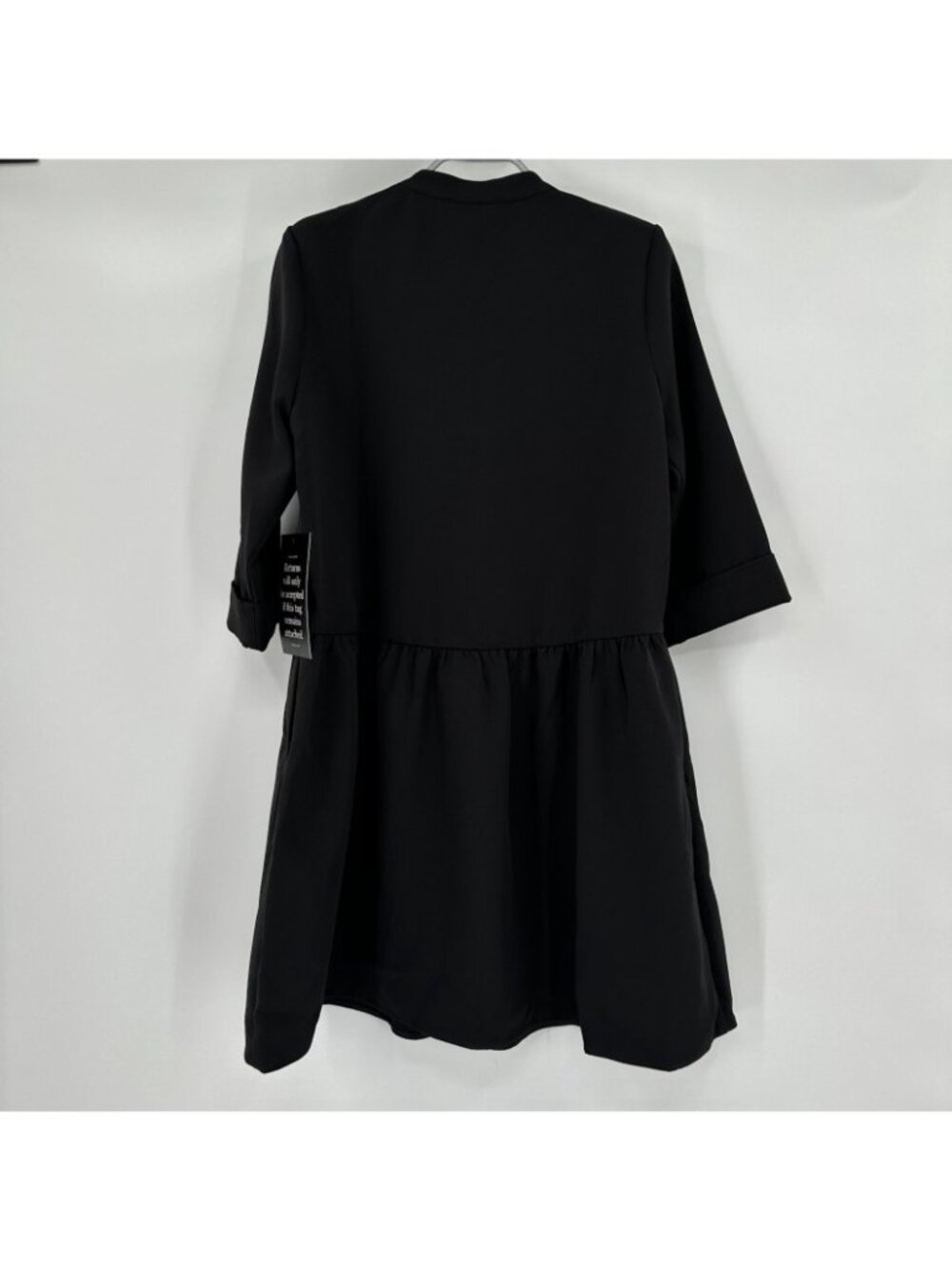 Tuckernuck Black Stretch Crepe Royal Shirt Dress sz S Mini Half Sleeve PO - Picture 7 of 8
